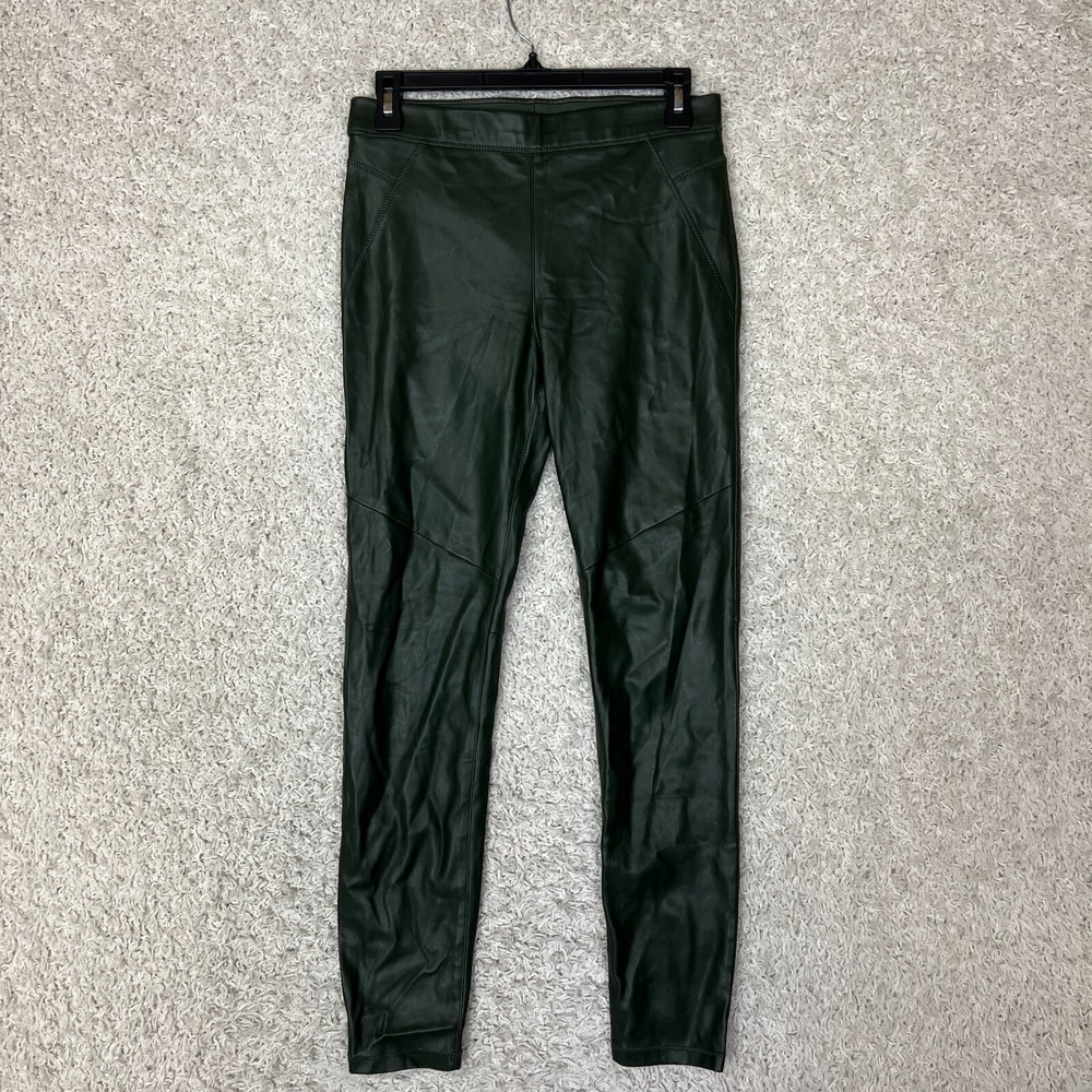 Free People Faux Vegan Leather Leggings Womens 26 Green Pull On Pants Skinny